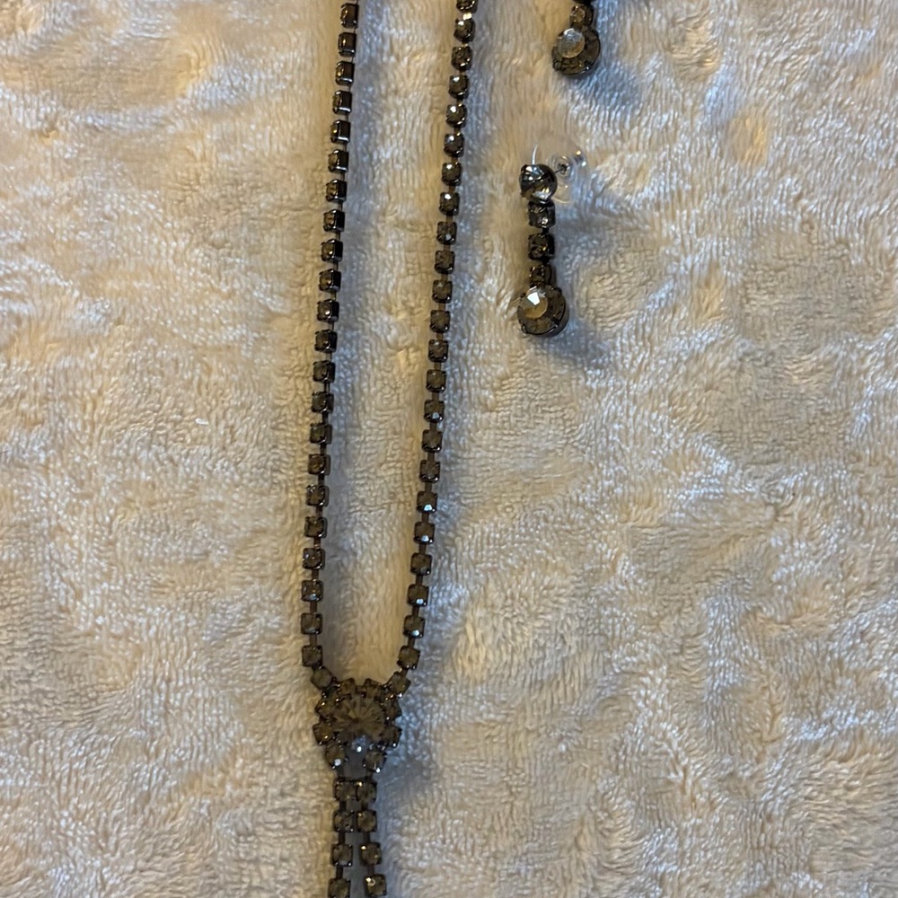 Black Sparkling Necklace and Earring Set- wedding, cruise, formal